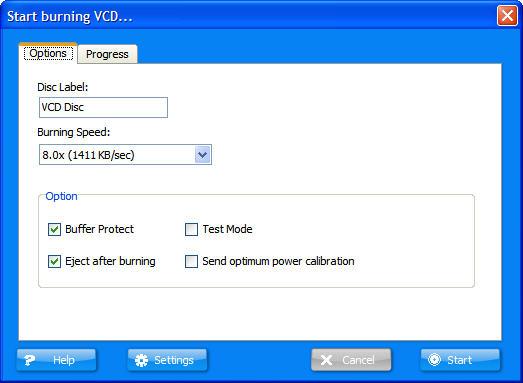 Options in creating video disc Run Magic Burning Studio; choose Burn VCD in Video tab.