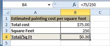 4. Press Enter. The formula will be calculated and the value will be displayed in the cell.