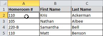 To Sort in Numerical Order: 1. Select a cell in the column you want to sort by. 2.