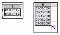 5 Figure 3 The Fill-Series Menu Excel will also recognize a mixture of text and numbers as a potential series. In cell D1 type Semester 1. Use the fill series handle and drag the mouse to cell D3.