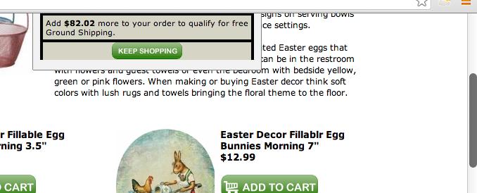11 E2: HEURISTIC EVALUATION Fig. 11 As the user scrolls down, the shopping pop up shopping cart remains above the fold.