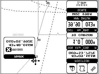 Fig. 4.2.1.4 - Moving Mark function (I) Press 'ENTER': Fig. 4.2.1.4a - Moving Mark function (II) The Mark is placed in the new position, the "old" Mark, remains on the screen shaded until the screen is redrawn.