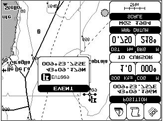 4.2.2.3 Goto Place cursor on Event Press 'GO-TO': a circle encloses the Event symbol. A straight line is shown on the screen connecting the Target with the ship's position.