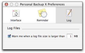 Chapter 7 Intego Personal Backup X Preferences Log Preferences Intego Personal Backup X can record detailed logs for all its operations, but if these log files get too big the program may work more