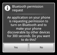 Allowing your device to be discovered Intent discoverableintent = new Intent(BluetoothAdapter.ACTION_REQUEST_DISCOVERABLE); discoverableintent.putextra(bluetoothadapter.