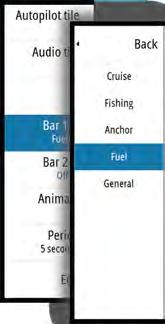 Select Bar 1 or Bar 2 and then a predefined activity bar. Predefined gauges are displayed in instrument bar.