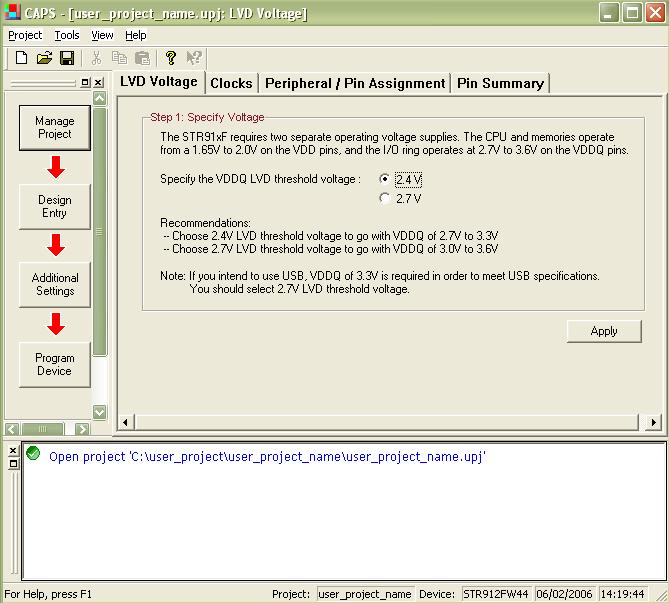 Example Click on Create to confirm your entry. The following dialog appears: Figure 6. LVD Voltage window This dialog contains several tabs for specifying the desired configurations.