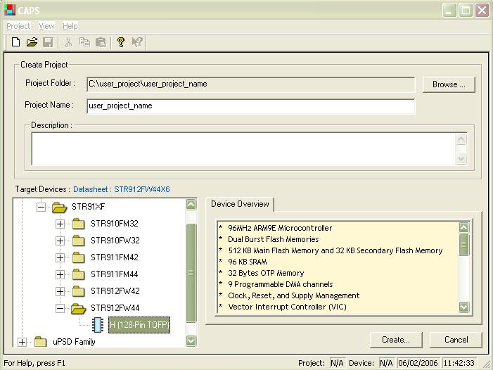Example Figure 4. Specifying the project folder and name Click on the Open button to validate your entries.