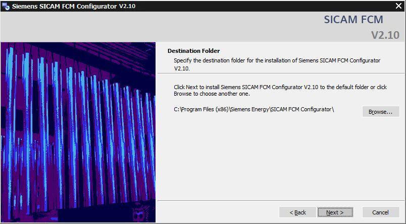 1.3 Installation [sc_fcm_welcome screen, 1, --_--] Figure 1-2 SICAM FCM Configurator Setup Welcome Screen ² Click Next > to install the SICAM FCM Configurator in the destination folder.