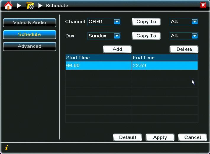 Step 2. Set up Start Time & End Time. Click Add, select the time you want to record.