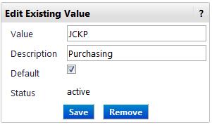 STEP : Check the Default box to set this code as the default value for this field.