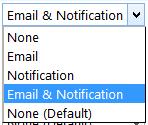 System Functions - Profile Setup - E-Mail Preferences STEP : Email Preferences selection drop-down menus appear, categorized by notification type, e.g. carts/requisitions, purchase orders.