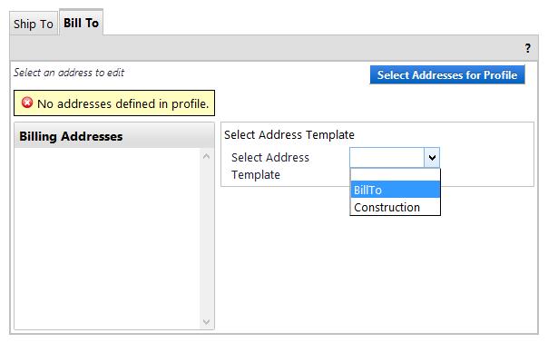 System Functions - Profile Setup - Billing Address 6 Under the Bill To tab, click Select