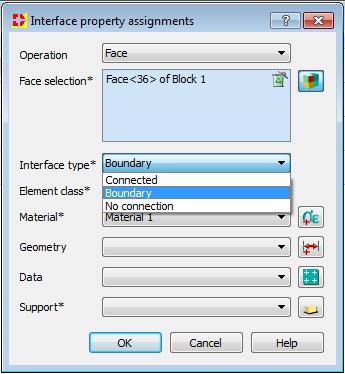 Model setup Property assignment Interface classes Defined on sub-shapes Faces (2D) Edges (1D) Connected (Interface element between continuum elements)