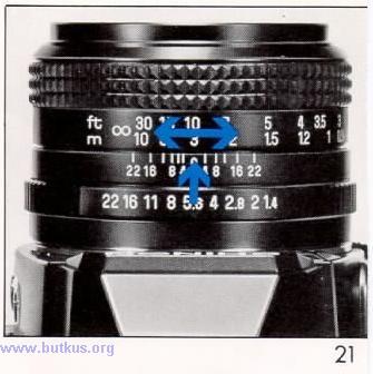 AUTO FOCUSING Your CHINON CG-5 has built-in AF electronic contacts which activate CHINON 35-70mm Auto Focus Lens by depressing the shutter release button of the camera or the Auto Focus Button on the