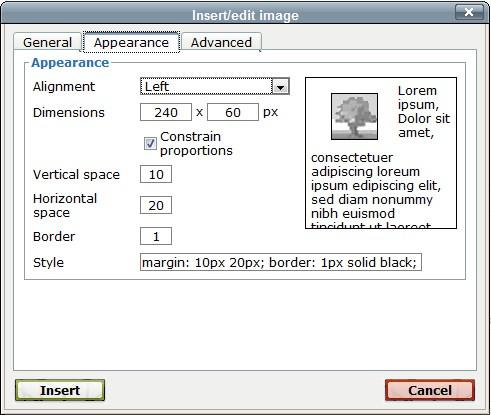 How to Use Moodle's Text Editor 5 Click on the Appearance tab to set the styles for how you want the image to display. Alignment positions the image in relation to the text.