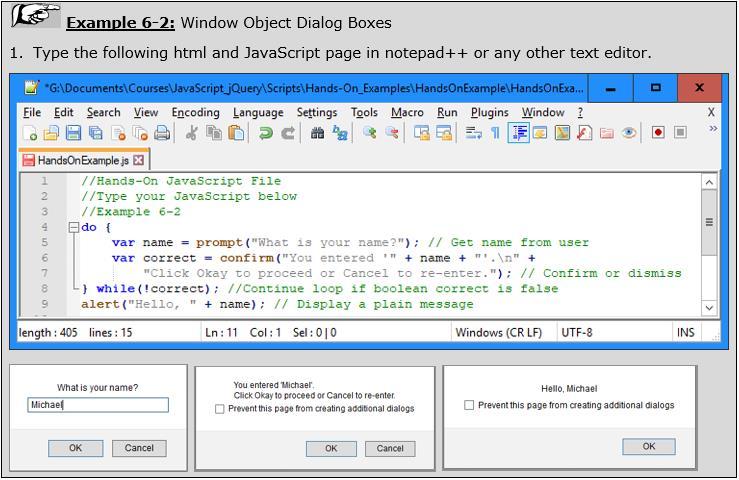 15.4 DIALOG BOXES 230 Window object provides