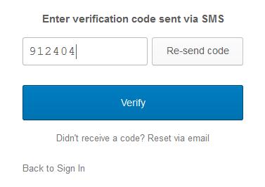 6) Click on Reset via SMS button. You will be re-directed to a new page to enter the verification code. 1.
