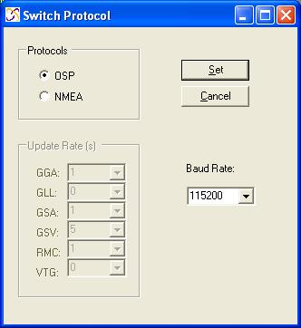 On the Main Menu Bar, select Receiver > Command > Switch Protocols.