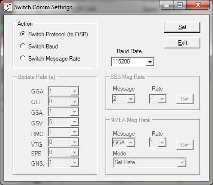 6.4.2. Switching Protocols On the Menu Bar, select Receiver, Command, Switch COMM Settings. Click Set to apply settings.