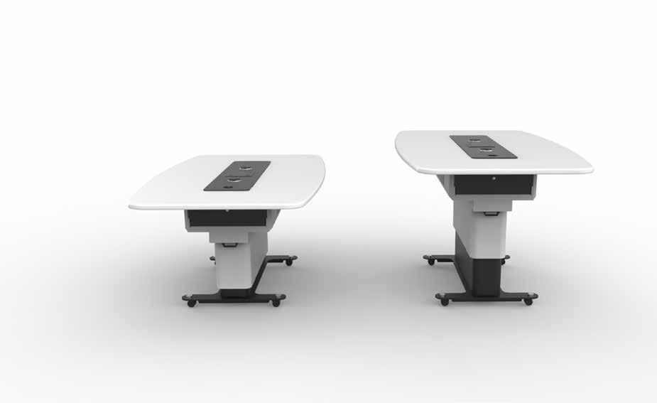 WorksZone Ellipse Fixed or height adjustable collaboration tables connecting people and technology with