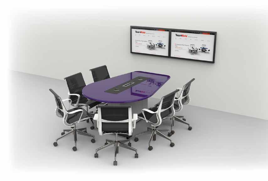 Huddle Plan view Image shows WorksZone Oval Table with optional screen support and Compact TechWell TM Features >> 2D & 3D Space Planning and Design >> 3 & 6 Seat >> Oval