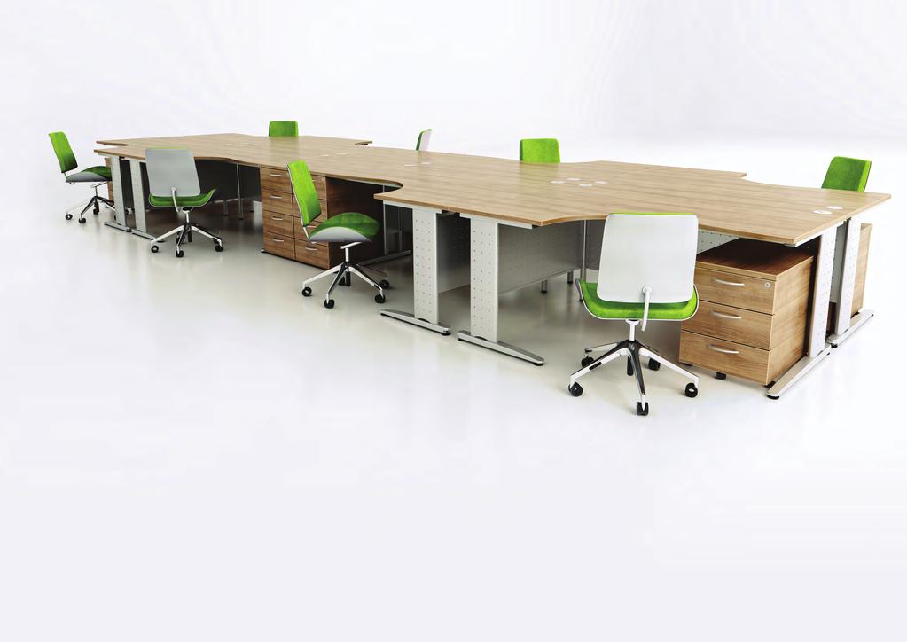 Atmosphere Crescent Desk The Crescent desk can be configured to achieve a variety of solutions offering a spacious work area.