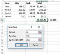 Goal Seek Goal Seek in Excel Select the Cell you want to Total to X Amount Choose Data, What If Analysis,