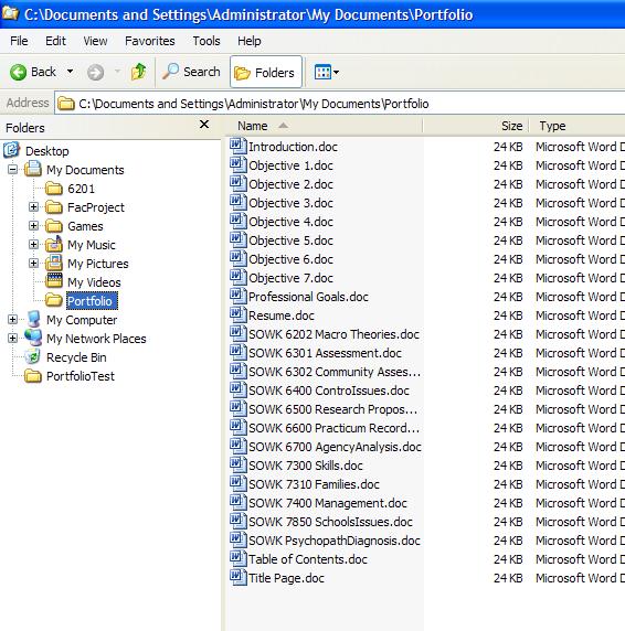 3 Figure 3 The portfolio folder is now complete; documents are not yet re-formatted by Acrobat. 5.