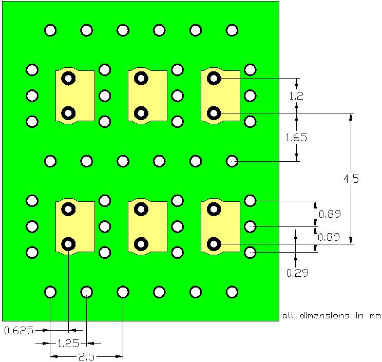 Report #32GC001 Rev3 STRADA Whisper 4.5mm Connector Enhanced Backplane Footprint Routing Guide Figure 3: STRADA Whisper Daughtercard Footprint Dimensions 1.