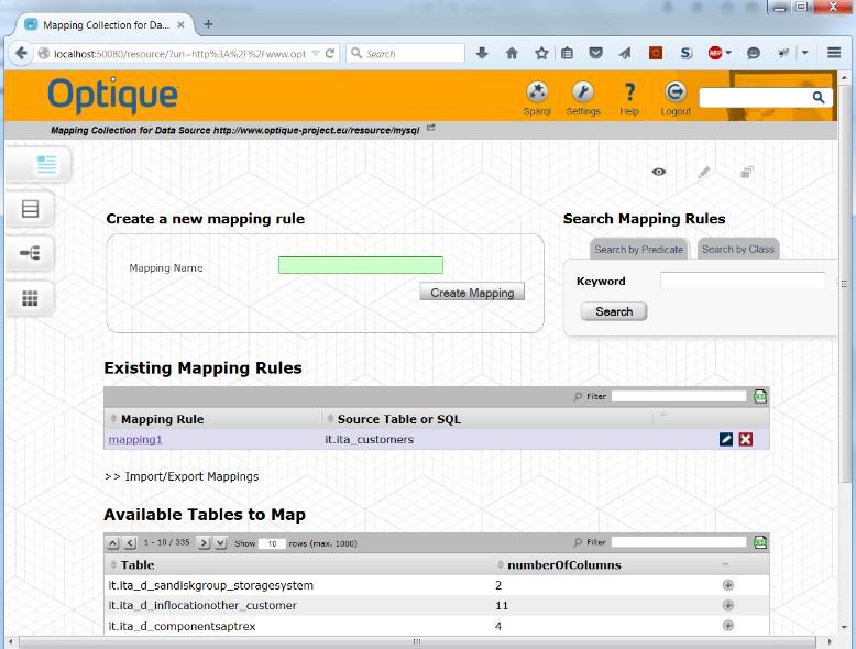Scalable Mappings and SQL Backend Bootstrap mappings from SQL datasource Mapping analysis Find