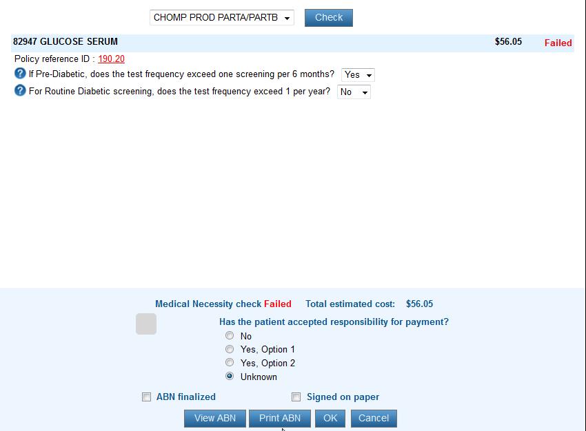 i. Has the patient accepted responsibility for payment? : Select any of the option by clicking on the radio button. ii.