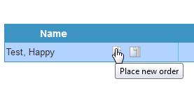 8.2 Place order - Click the <Place Order> icon to place a new order for the patient. 8.3 Show Orders -Click on the <Show Patient s Orders> icon to view the history of the patients orders 1.