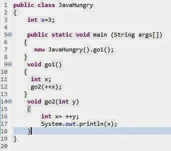 --------- ----------------------------------------------- In line 11, the must know thing in java, he ocal variable always need to be initialized before using it in the code.