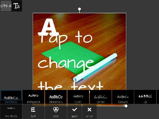 display will update to fill the screen with text reading, Tap to change the text, and you can then add your text.