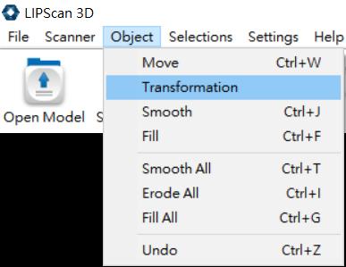 Transformation : Shift/ Rotation/ Scale Click upper toolbar Object >