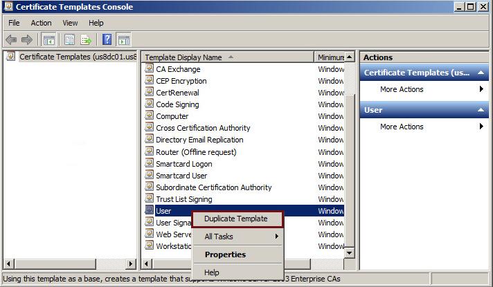Chapter 2: Install, Set Up, Configure Certificate Add a Certificate Template on the CA The CA (certsrv) window displays. 1. In the left pane, select (+) to expand the CA directory. 2. Right-click the Certificate Template folder and select Manage.