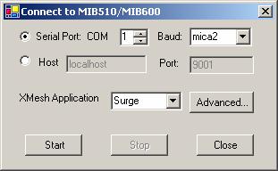 First, open MOTE-VIEW in the following sequence 1) Start MOTE-VIEW 2) Open the Data Logger dialog window (under File > Connect > Connect to MIB510/MIB600). See Figure 4 below.