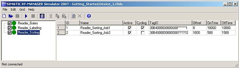 Parameters for tag jobs By double-clicking the respective field in the right window area, you can change the parameters of the tag job.