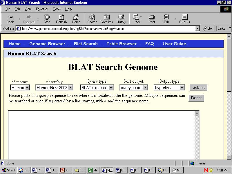 Figure 2-Blat Search Page 4.3.