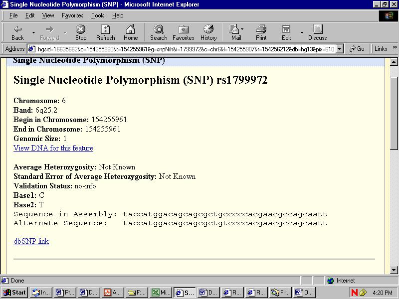 Figure 7-Single Nucleotide Polymorphism rs Page 4.6.1.3. Check the sequence on the screen against the sequence surrounding the SNP that you are interested in.