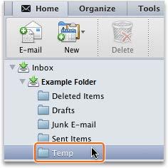 Type a name for the new folder (for example, Temp), and then press
