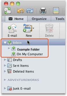 Notice that a folder appears for your e-mail account in the folder list.