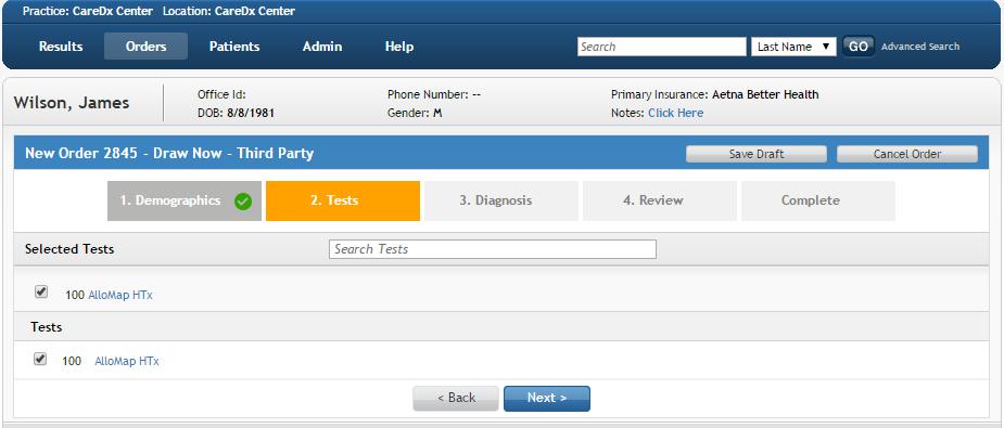 The next window that appears requires you to click on the Diagnosis tab highlighted in