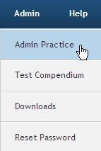 Practice Administration Overview The Admin tab header provides many administrative options, as well as a link to the Admin Practice page, where favorites, customs, and users are maintained.