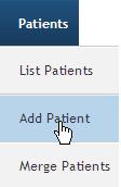 Add Patient Step Action 1 Click the Add Patient link under the