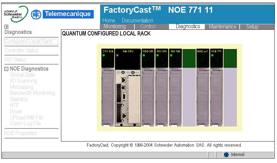 Embedded Web Pages Configured Local Rack Page Overview The Configured Local Rack page shows the current configuration: Configured Local Rack Page Overview The following table details the links on the