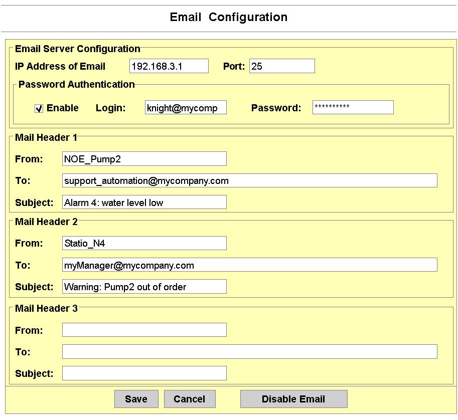 Embedded Web Pages Mail Service Configuration Configuring the Mail Service with the Email Configuration Page Use the module s embedded Web page to configure the Electronic Mail Notification service.