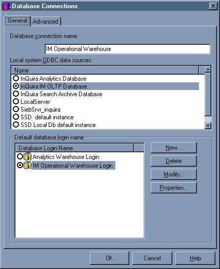 The Database Connection screen displays.
