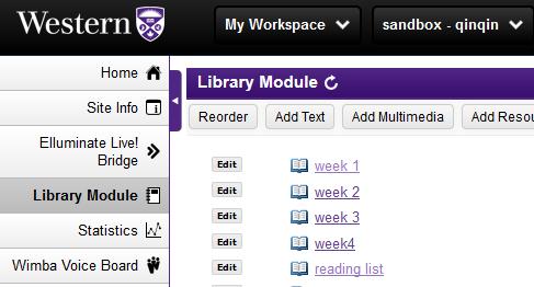 6. Go back to Library Module via the navigation link above the subpage toolbar. Repeat steps 2-5 to create a couple of subpages under the lessons main page.